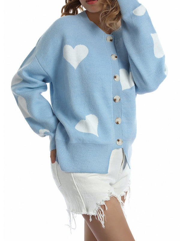 Charity Women's Knitted Sweater Single Breasted Love Sweater Cardigan