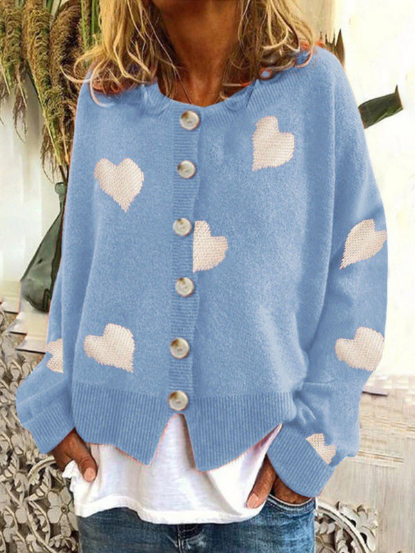 Charity Women's Knitted Sweater Single Breasted Love Sweater Cardigan