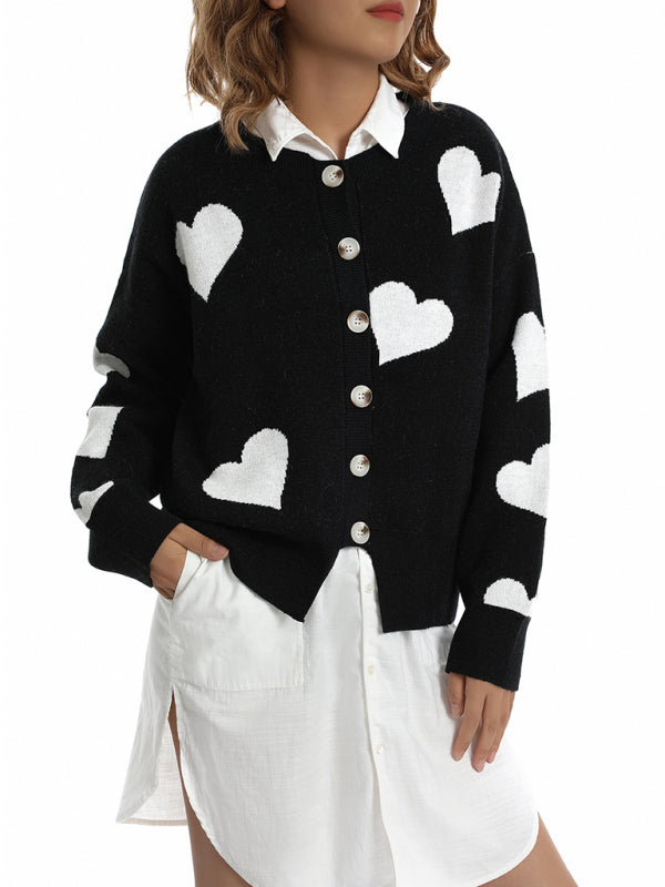 Charity Women's Knitted Sweater Single Breasted Love Sweater Cardigan