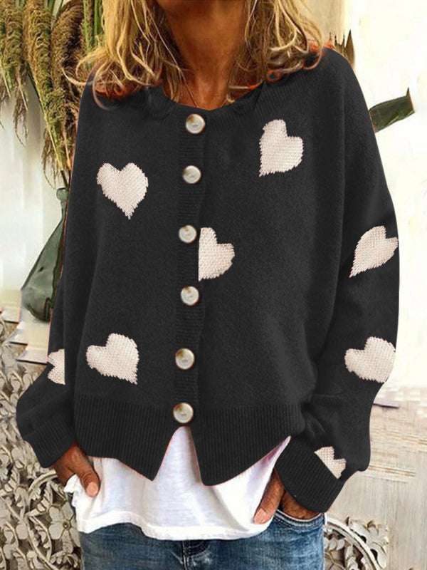 Charity Women's Knitted Sweater Single Breasted Love Sweater Cardigan