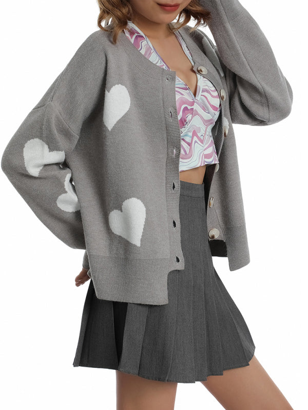 Charity Women's Knitted Sweater Single Breasted Love Sweater Cardigan