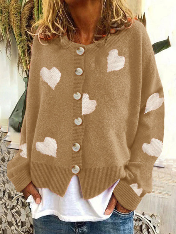 Charity Women's Knitted Sweater Single Breasted Love Sweater Cardigan