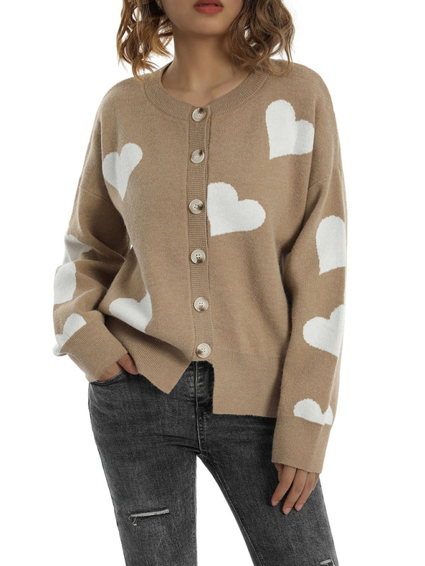 Charity Women's Knitted Sweater Single Breasted Love Sweater Cardigan