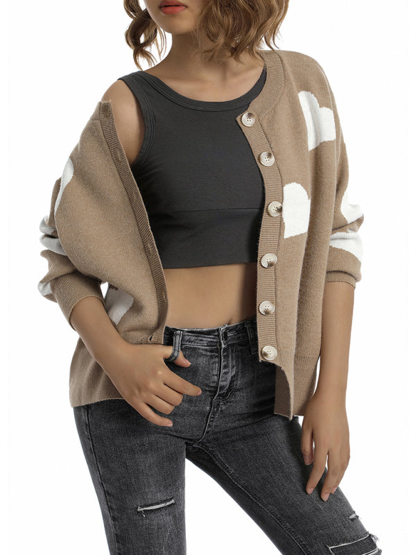 Charity Women's Knitted Sweater Single Breasted Love Sweater Cardigan