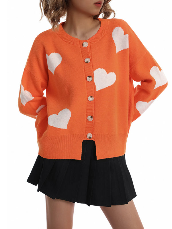 Charity Women's Knitted Sweater Single Breasted Love Sweater Cardigan