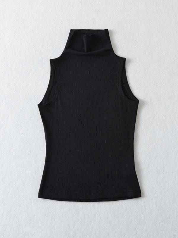 Zinnia Slim Fit High Collar Bottoming Sleeveless Tank Top