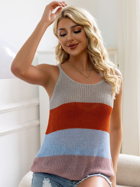 Vianne Women's New Casual Multi-Color Suspender Woolen Vest Top