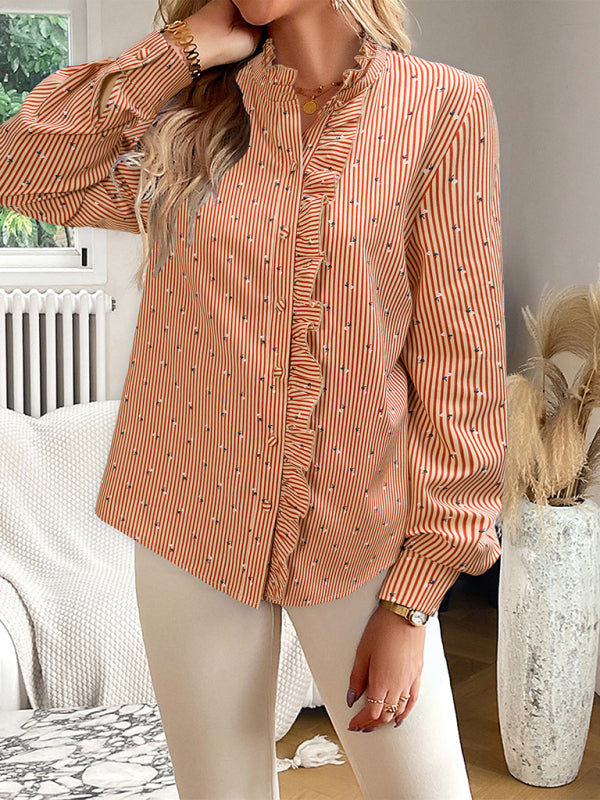 Women's Elegant Commuter Striped Long-Sleeved Blouse