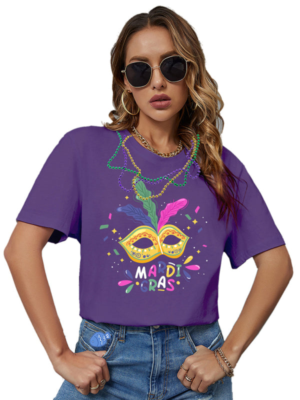 Sofia New Mask Letter Pattern Printed T-Shirt