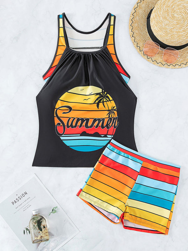 Tia New Fashion Beach Spa Vacation Boxer Vest Sports Contrast Color Swimsuit Suit