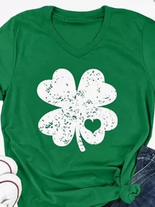 Brandi Women's St. Patrick's Day Lucky Shamrock Print T-Shirt