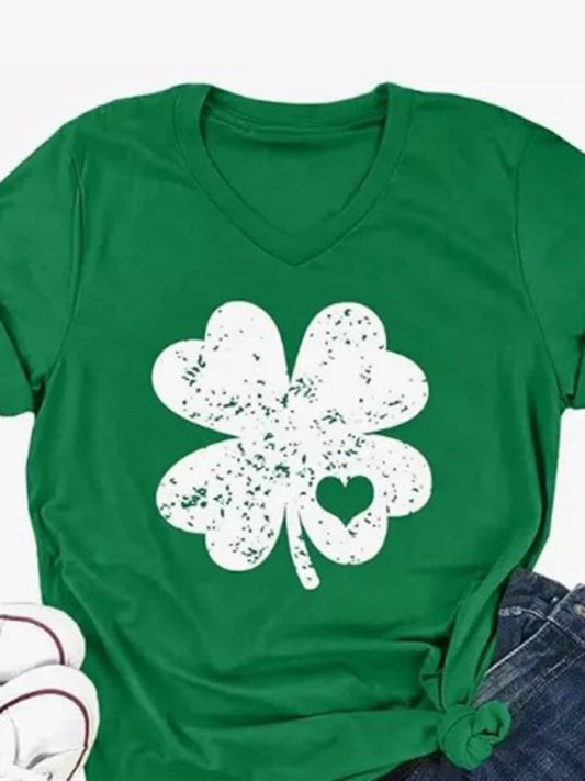 Brandi Women's St. Patrick's Day Lucky Shamrock Print T-Shirt