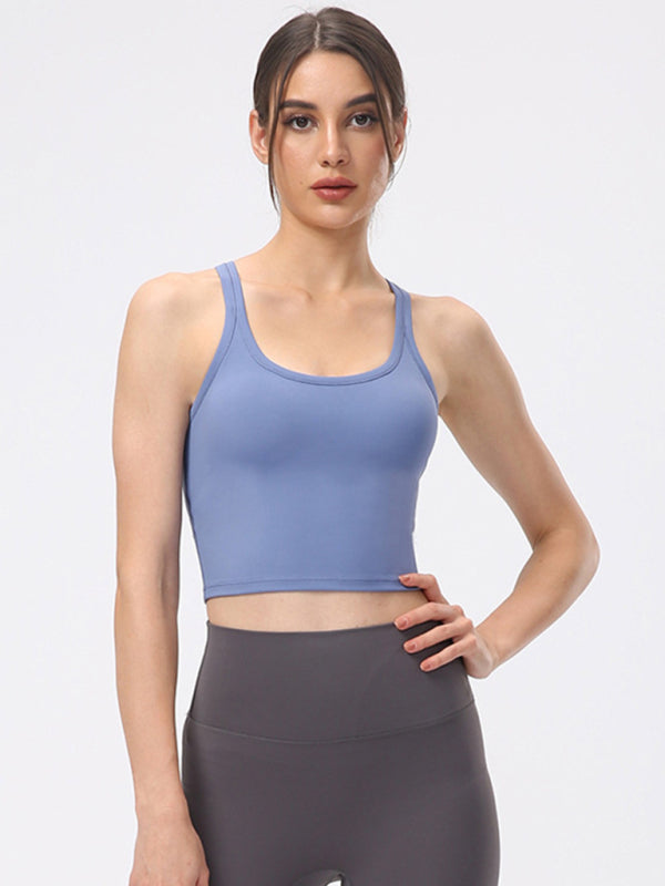 Aubrie Yoga Vest With Chest Pads Antibacterial Nude Sports Bra All-In-One Beautiful Back Bra