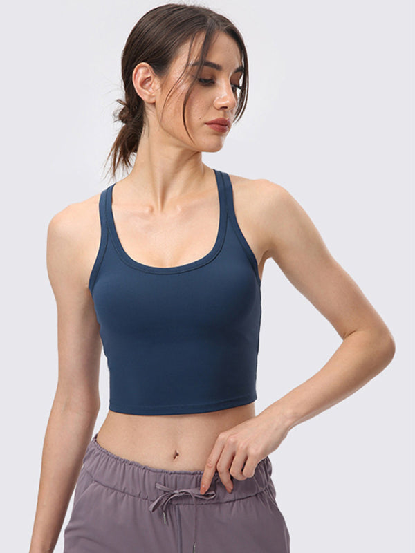 Aubrie Yoga Vest With Chest Pads Antibacterial Nude Sports Bra All-In-One Beautiful Back Bra