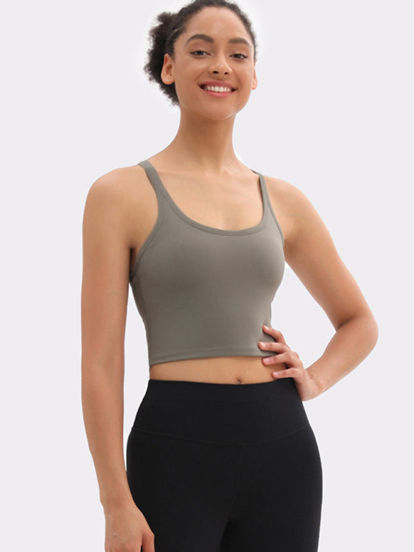 Aubrie Yoga Vest With Chest Pads Antibacterial Nude Sports Bra All-In-One Beautiful Back Bra