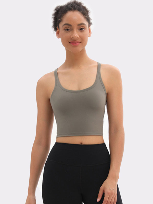 Aubrie Yoga Vest With Chest Pads Antibacterial Nude Sports Bra All-In-One Beautiful Back Bra