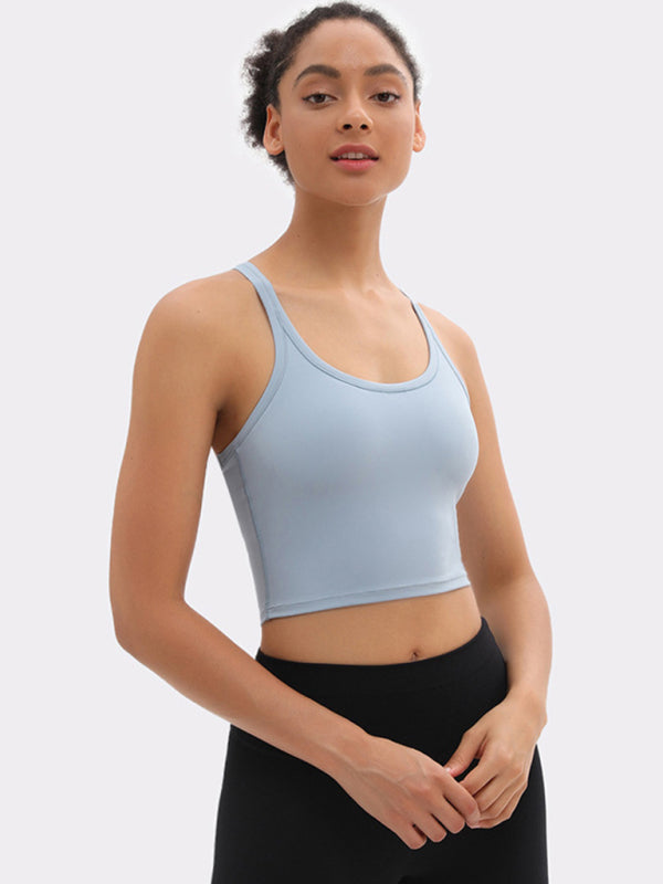 Aubrie Yoga Vest With Chest Pads Antibacterial Nude Sports Bra All-In-One Beautiful Back Bra