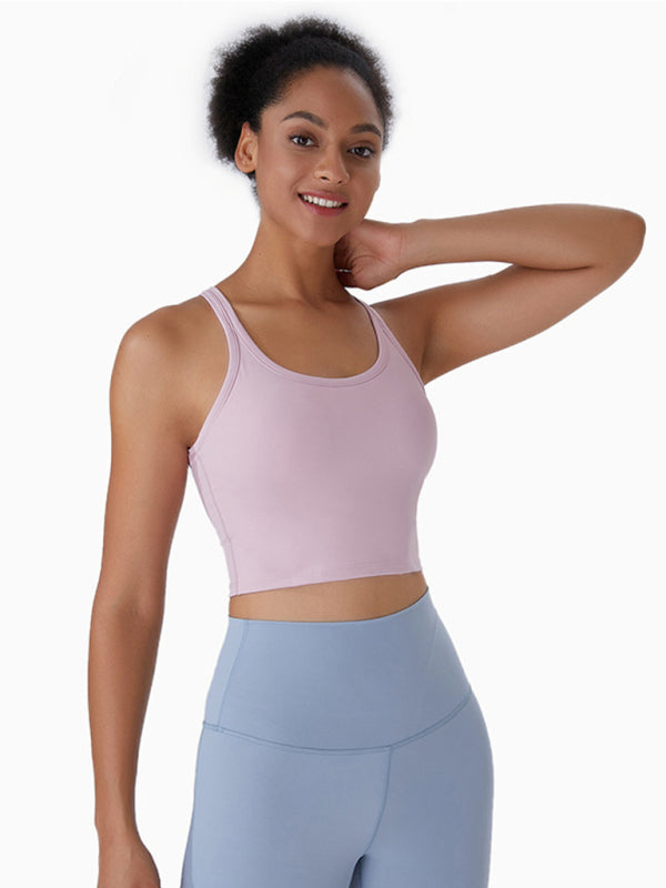 Aubrie Yoga Vest With Chest Pads Antibacterial Nude Sports Bra All-In-One Beautiful Back Bra