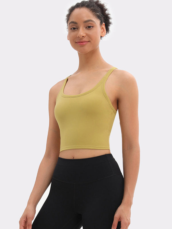 Aubrie Yoga Vest With Chest Pads Antibacterial Nude Sports Bra All-In-One Beautiful Back Bra