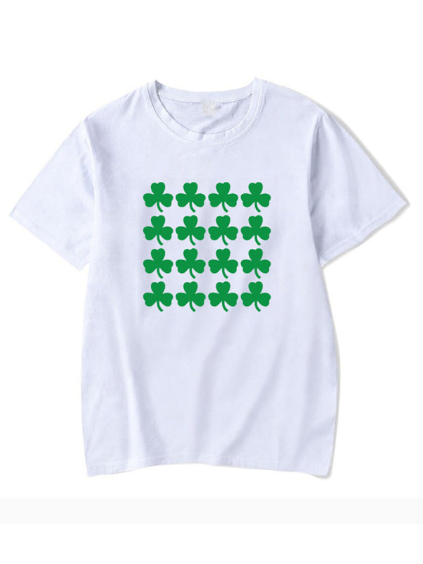 April New Women's St. Patrick's Day Casual Clover Graphic Print T-Shirt (Multiple Pictures Available)