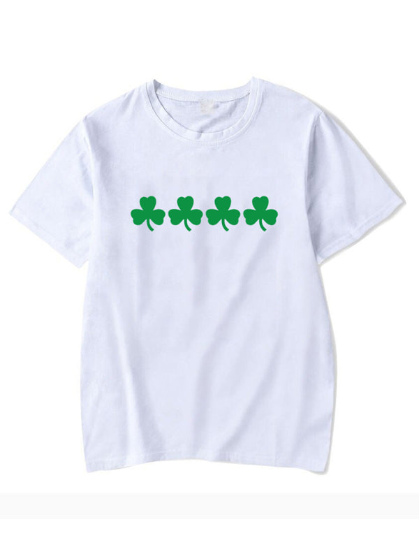 April New Women's St. Patrick's Day Casual Clover Graphic Print T-Shirt (Multiple Pictures Available)