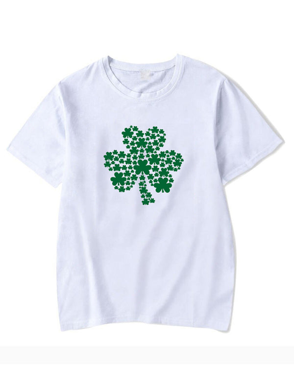 April New Women's St. Patrick's Day Casual Clover Graphic Print T-Shirt (Multiple Pictures Available)