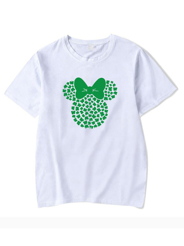 April New Women's St. Patrick's Day Casual Clover Graphic Print T-Shirt (Multiple Pictures Available)