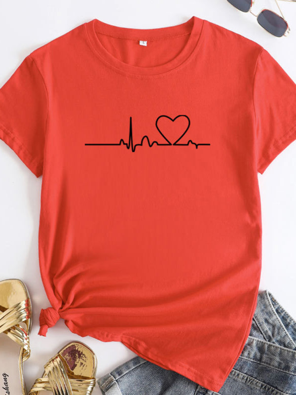 Lillian New Women's Casual Short-Sleeved T-Shirt With Love Pattern