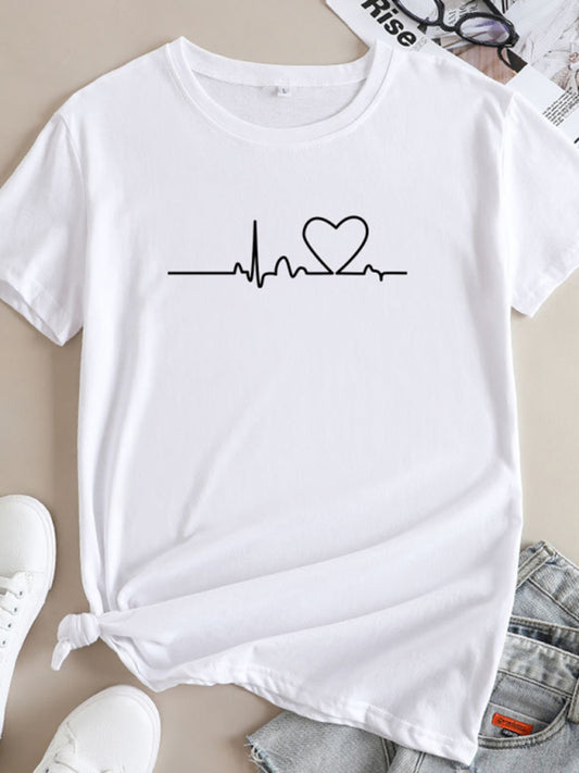 Lillian New Women's Casual Short-Sleeved T-Shirt With Love Pattern