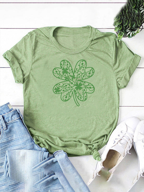 Olivia Women's Shamrock Print Short Sleeve T-Shirt