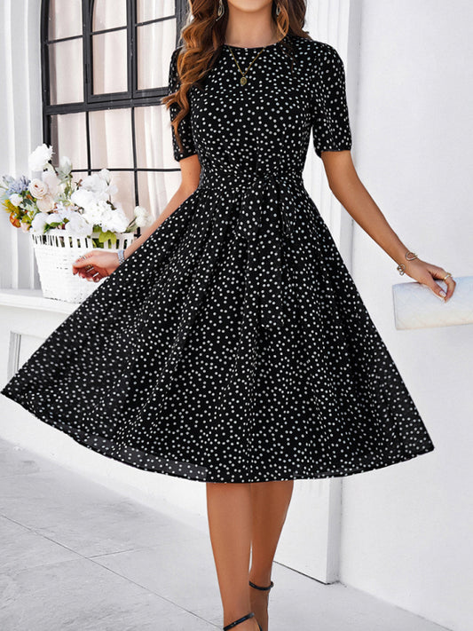 Patricia Women's Elegant Casual Polka Dot Print Strappy Dress