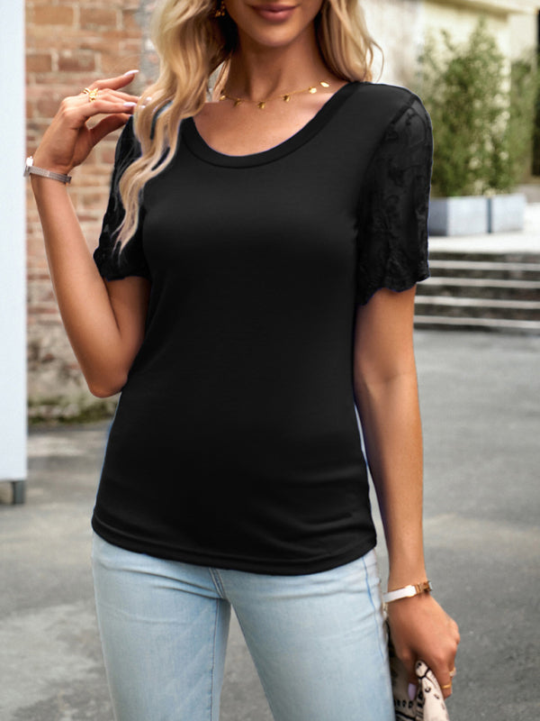 Sandra New Casual Lace Short-Sleeved T-Shirt