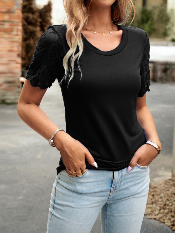 Sandra New Casual Lace Short-Sleeved T-Shirt