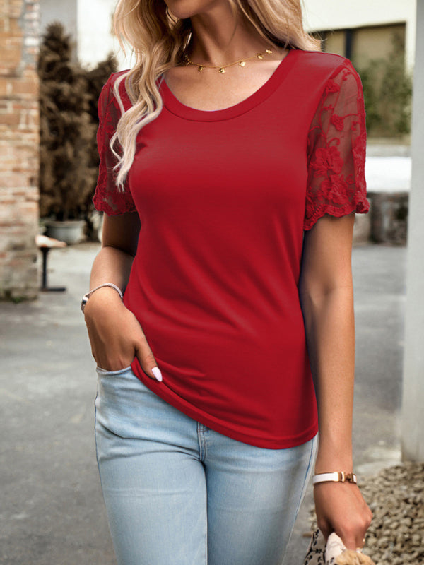 Sandra New Casual Lace Short-Sleeved T-Shirt