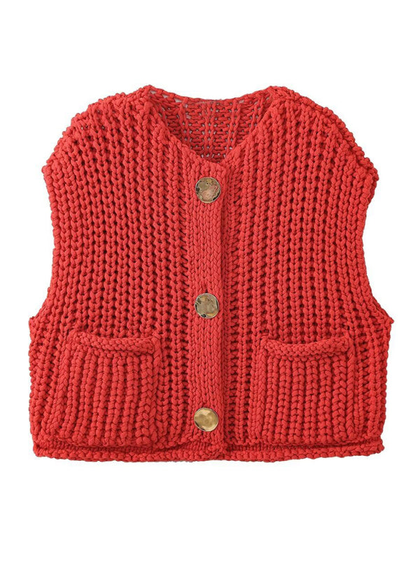 Kora New Fashion Casual Thick Knitted Vest Cardigan