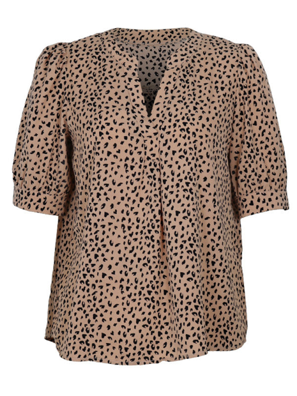 Josepha New Puff Sleeve Pullover Leopard Print Shirt