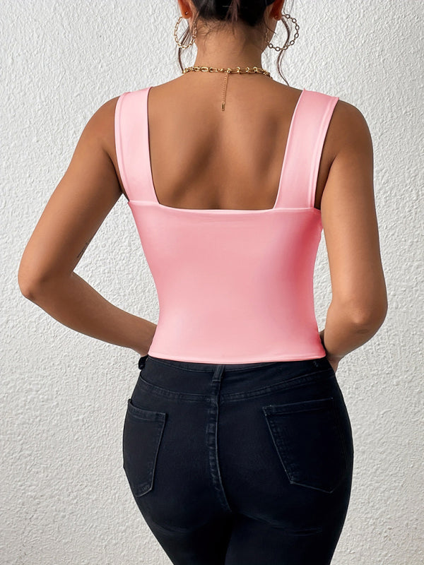 Olivine New Camisole Wide Shoulder Strap Sexy Slim Hot Girl Sleeveless Top