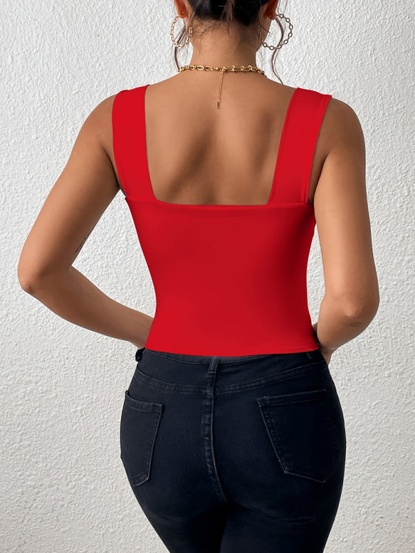 Olivine New Camisole Wide Shoulder Strap Sexy Slim Hot Girl Sleeveless Top