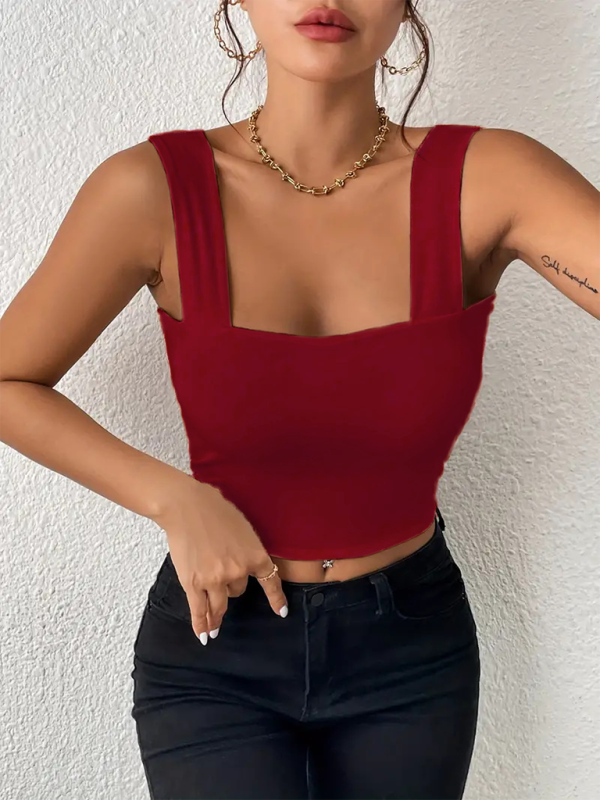 Olivine New Camisole Wide Shoulder Strap Sexy Slim Hot Girl Sleeveless Top