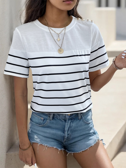 Haley New Women's Casual Short Sleeve Striped T-Shirt