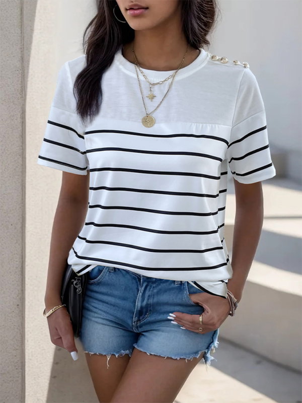 Haley New Women's Casual Short Sleeve Striped T-Shirt