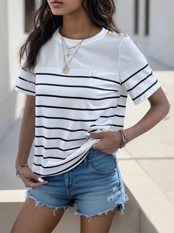 Haley New Women's Casual Short Sleeve Striped T-Shirt