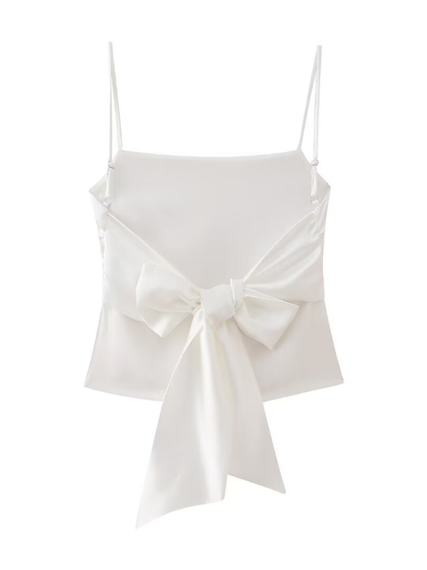 Odette Women's Satin Camisole Top With Bow On The Back