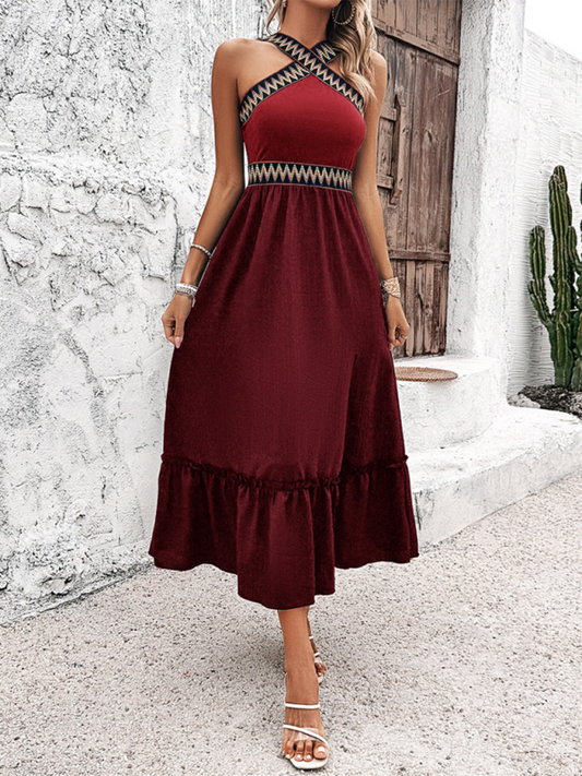 Kayla New Woman Fashion Elegant Halter Neck High Waist Casual Dress