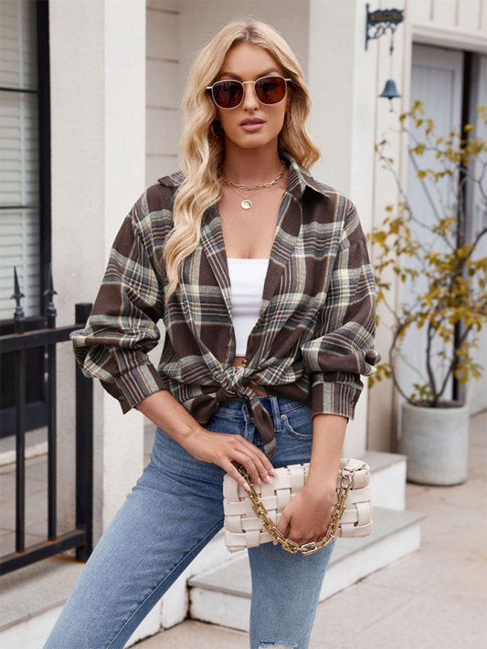 Laramie New Casual Fashion Street Loose Plaid Shirt