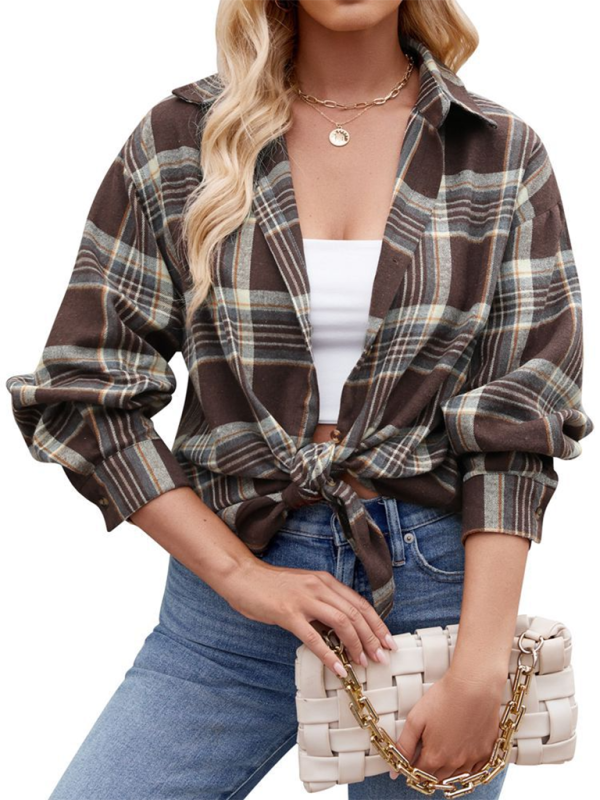 Laramie New Casual Fashion Street Loose Plaid Shirt