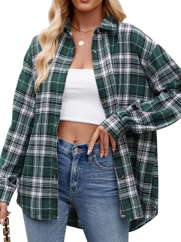 Laramie New Casual Fashion Street Loose Plaid Shirt