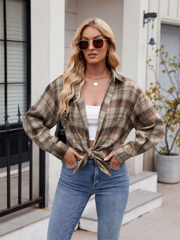 Laramie New Casual Fashion Street Loose Plaid Shirt