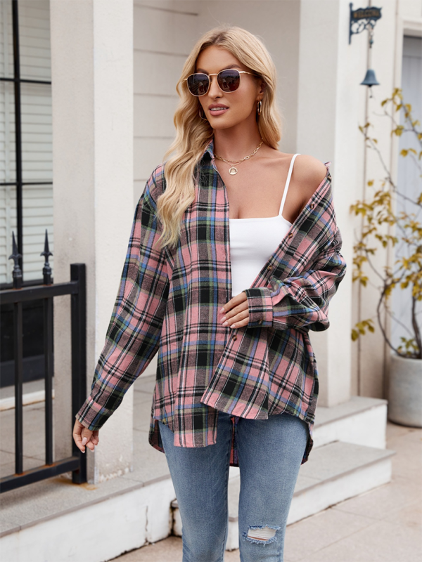 Laramie New Casual Fashion Street Loose Plaid Shirt