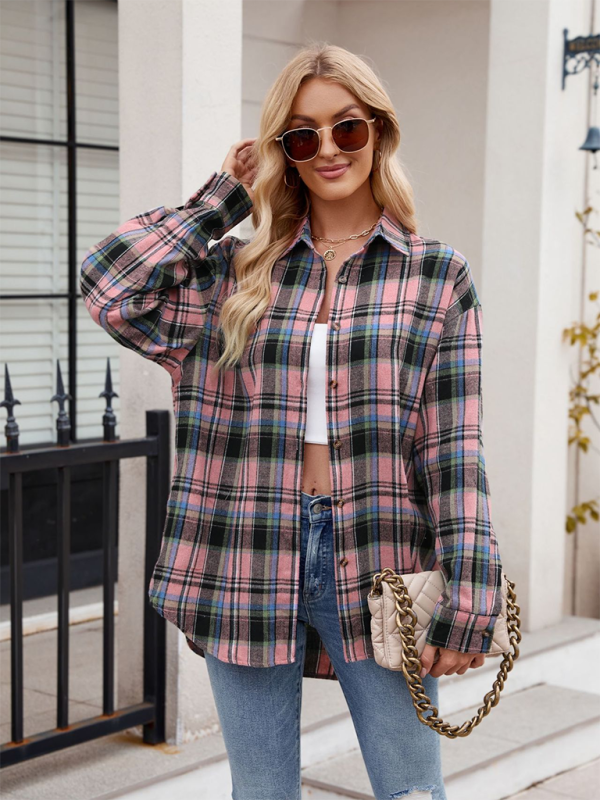 Laramie New Casual Fashion Street Loose Plaid Shirt